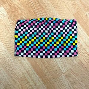 ROMWE strapless checkered crop top